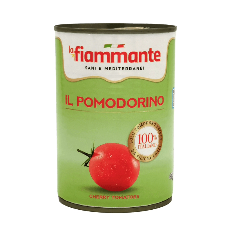 Tomates cerises LaFiammante Il Pomodorino en gros plan – boîte 400g vue de face