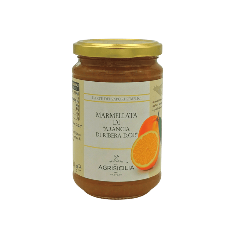 Pot de marmelade d’orange Sicilienne D.O.P Agrisicilia, 360g, avec des oranges Siciliennes authentiques.