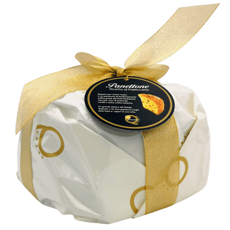 Panettone classique emballé à la main avec ruban doré, 1kg, idéal pour les fêtes