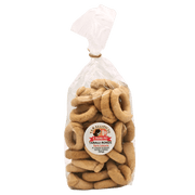 Taralli sans levure San Padre Pio 250 g, délicieux biscuits salés italiens artisanaux en emballage transparent.