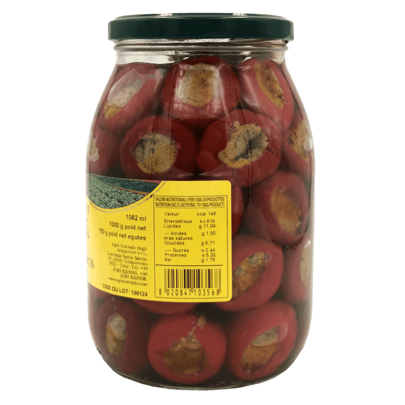 Peperoncini Farcis au Thon Contado degli Acquaviva 1kg – Informations nutritionnelles et détails de l'emballage