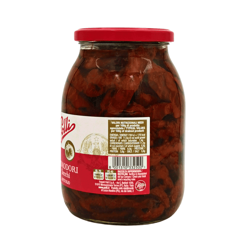 Tomates séchées à l'huile de tournesol Polli 950g – Composition et texture en gros plan