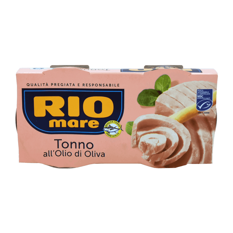 Thon à l'Huile d'Olive Rio Mare en gros plan - Chair rose Albacore et huile dorée