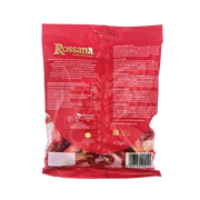 Emballage des bonbons Rossana Noisette Amande, 175 g, montrant le verso avec les informations nutritionnelles et la marque.