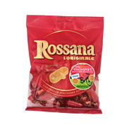 Paquet de bonbons Rossana L'Originale sans gluten aux noisettes et aux amandes, 175 g, avec un emballage rouge vif.