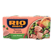 Thon aux Petits Pois Rio Mare en gros plan - Mélange thon et légumes sauce tomate