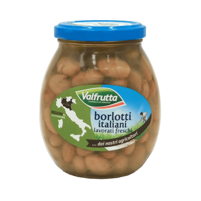 Pot de haricots borlotti Valfrutta 360g, légumineuses italiennes authentiques de Vénétie, Lombardie et Émilie-Romagne.