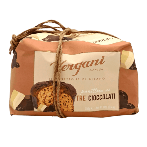 Panettone de Milan aux Trois Chocolats Vergani 750g, délicatesse festive avec saveurs variées - Panettone chocolat