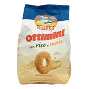Biscuits Riz Soufflé et Maïs Divella 400g emballage avec biscuit au maïs et riz soufflé.