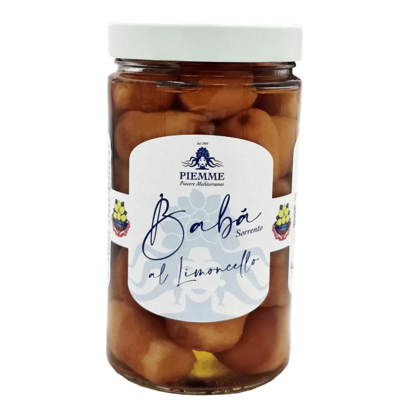 Bocal de Baba au Limoncello de Sorrente Piemme, spécialité pâtissière italienne en sirop au citron.