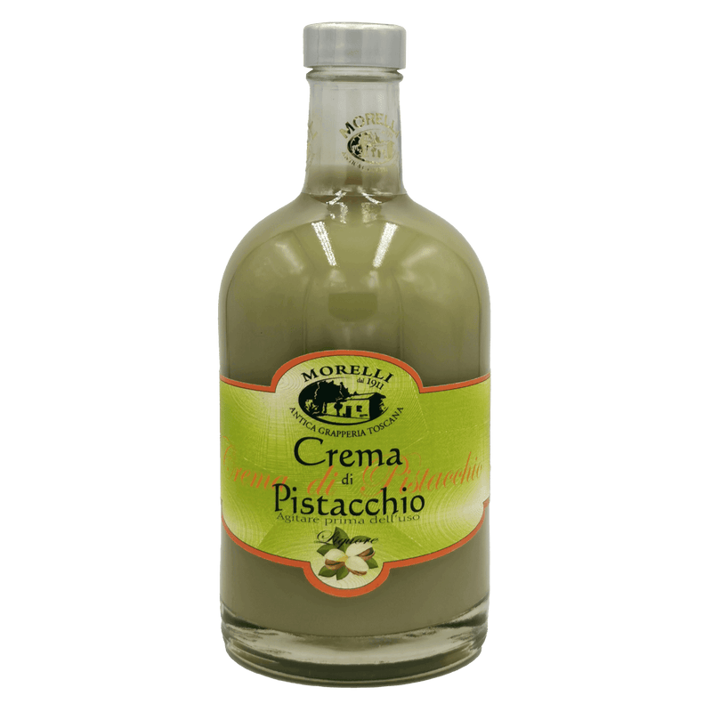 Crème di Pistacchio Morelli 50 cl, délicieuse liqueur pistache italienne à la texture onctueuse, parfaite pour accompagner les desserts.