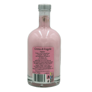 Bouteille de Crème de Fraise Morelli 50cl - Vue arrière avec ingrédients et informations de production