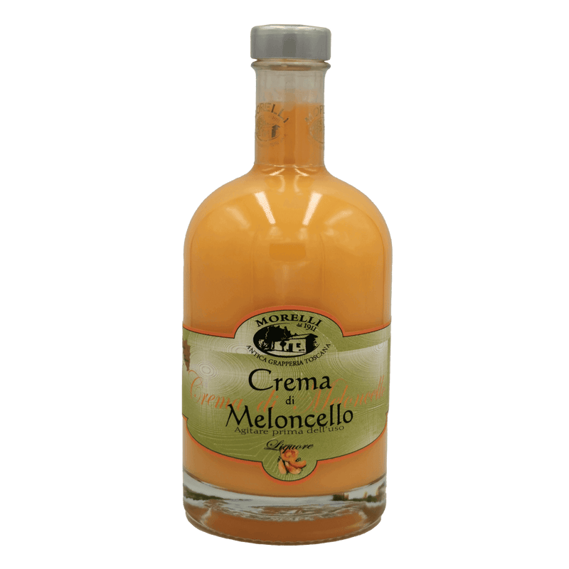 Crème di Meloncello Morelli 50 cl, savoureuse liqueur de melon italienne, à la texture crémeuse et au goût fruité intense.