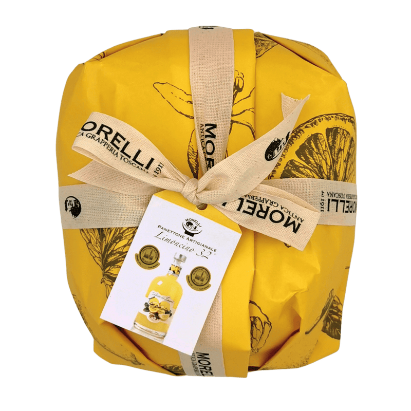 Panettone au limoncello – Artisanal Toscan Morelli 750 g, avec du citron sicilien frais et des ingrédients toscans de qualité.