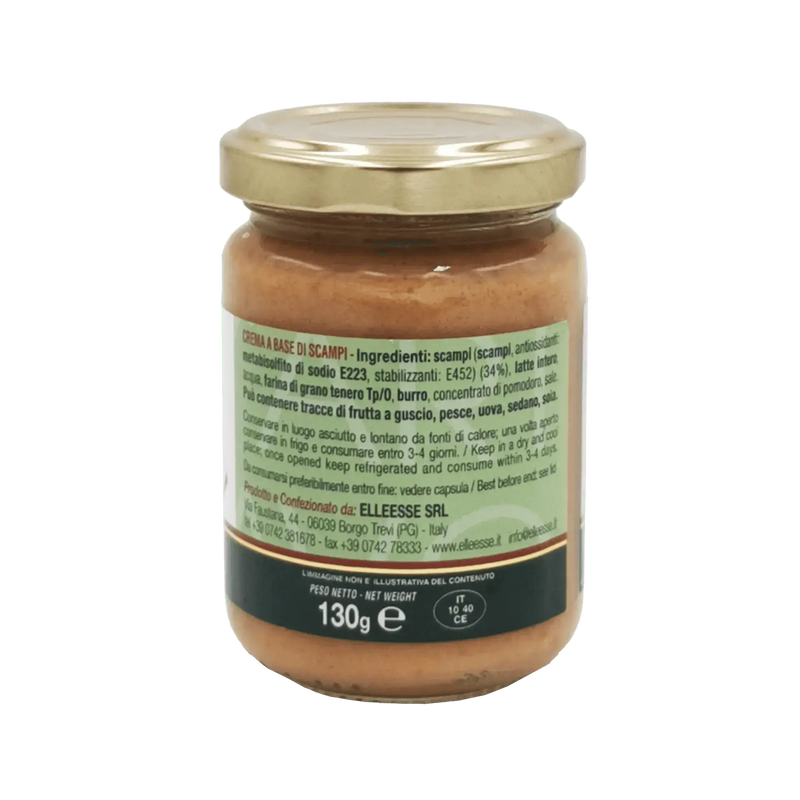 Pot de Crème di Scampi ElleEsse italienne, crème de crevettes savoureuse pour pâtes et bruschettas, 130g.