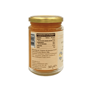 Pot de confiture de citron de Syracuse I.G.P 360g, goût authentique de Sicile, vu de dos avec étiquettes.