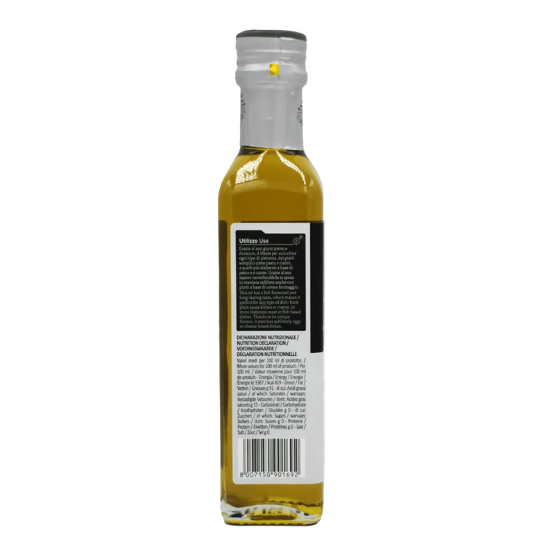 Bouteille d'huile truffée Olitalia 25cl, huile d'olive extra vierge à l'arôme de truffe, 140 ou moins caractères