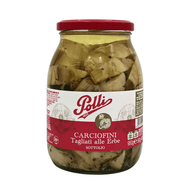 Carciofini Tagliati alle Erbe Polli - Artichauts coupés aux herbes, bocal de 950g