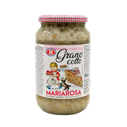 Bocal de blé cuit Grano Cotto Mariarosa 580 g, idéal pour les recettes italiennes traditionnelles et la pastiera napolitaine.