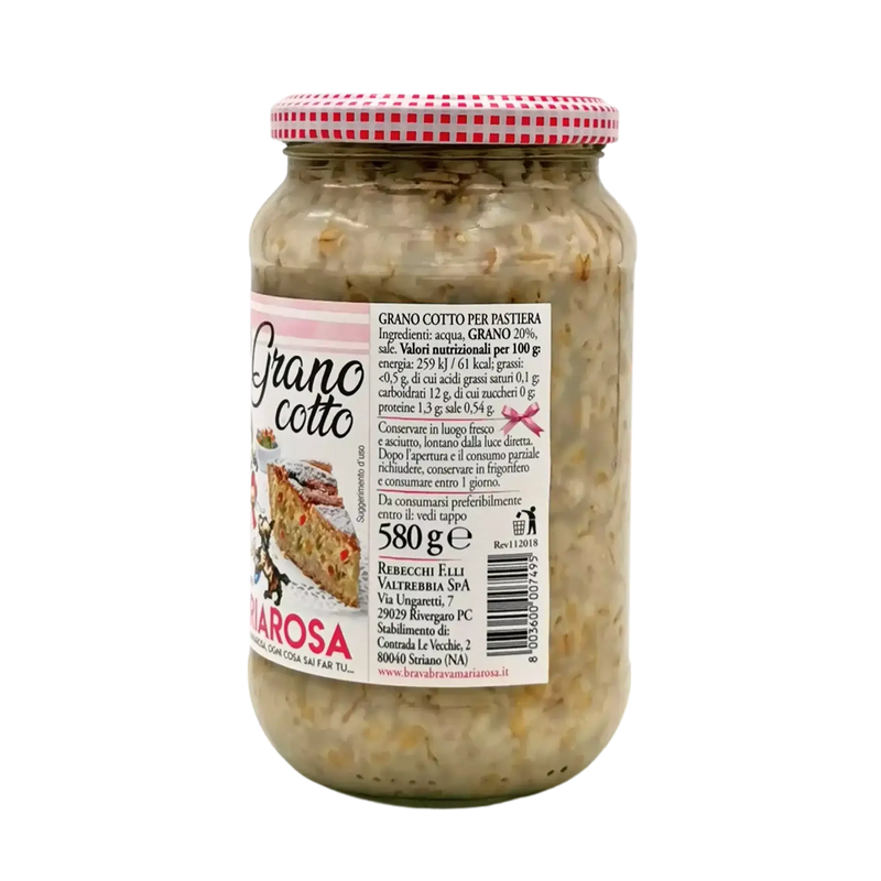 Bocal de blé cuit Grano Cotto Mariarosa 580 g pour les recettes italiennes traditionnelles.