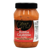 Bocal de Bomba Calabrese Crème Citres 980g avec mélange explosif de poivres, piments, aubergines et tomates séchées.