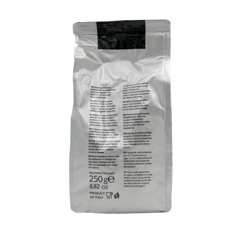 Dos du paquet Café Pieno Gusto CafeMoka 250 g — texte en italien et mentions du poids.