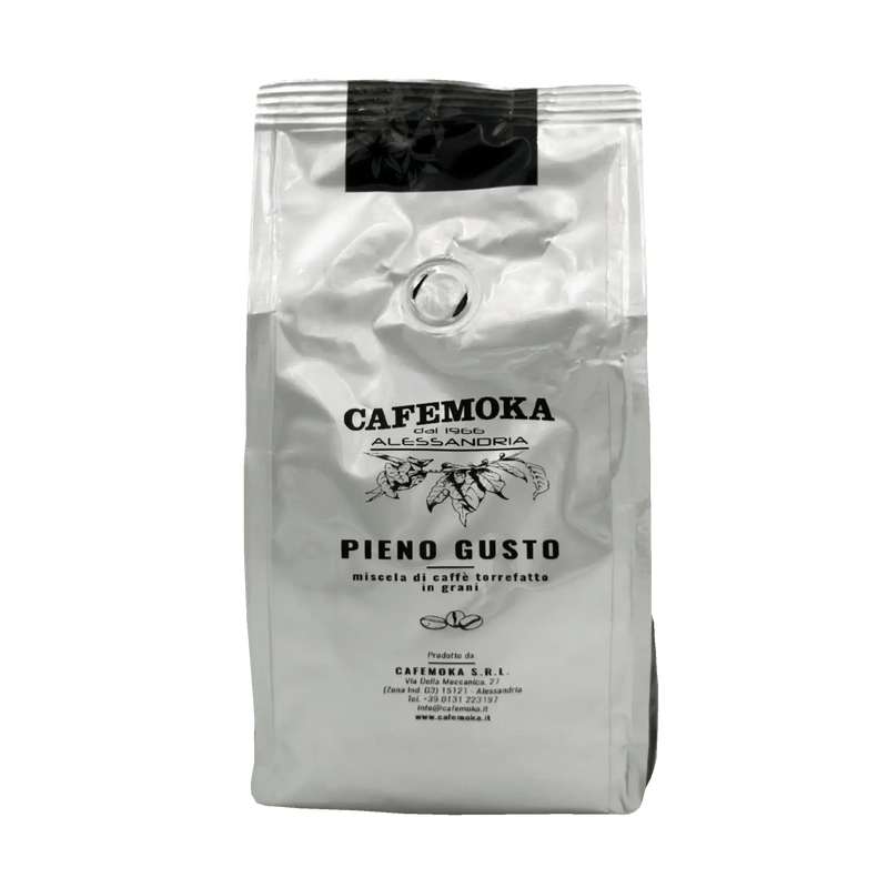 Café Pieno Gusto CafeMoka — paquet 250 g : saveur riche et douces notes de cacao. Mélange authentique depuis 1966, originaire d’Alessandria.