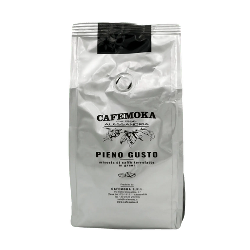 Café Pieno Gusto CafeMoka — paquet 250 g : saveur riche et douces notes de cacao. Mélange authentique depuis 1966, originaire d’Alessandria.