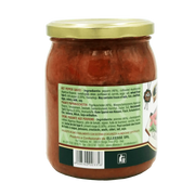 Crème de Poivrons Piquante ElleEsse 520g, pot en verre avec étiquette de composition, idéal pour assaisonnement et tartinade.