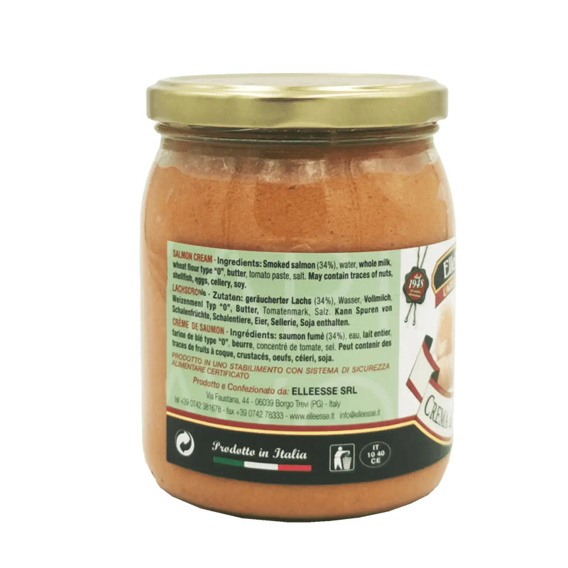 Bocal de 520g de crème de saumon fumé ElleEsse, tartinade au saumon made in Italy
