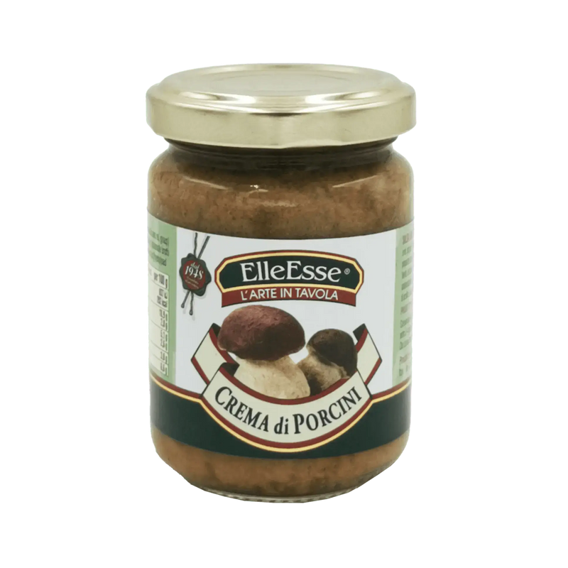 Bocal de Crème de Cèpes ElleEsse 130g, parfait pour sublimer vos plats comme pâtes et pizzas, avec une saveur riche et polyvalente.