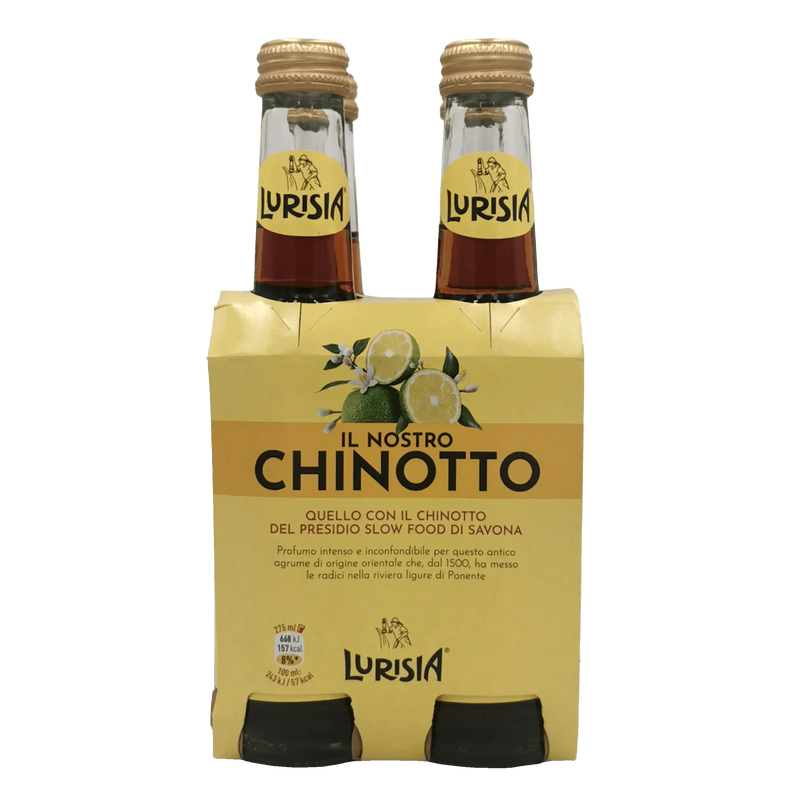 Pack de Chinotto Lurisia 27,5 cl, boisson artisanale italienne au goût authentique du chinotto de Ligurie.