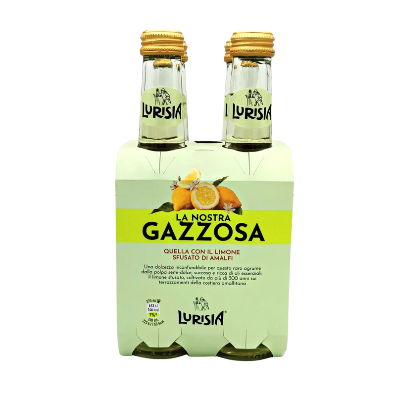 Bouteilles de Gazzosa Italienne La Nostra 27,5cl - Citron Pétillant, limonade rafraîchissante de la Côte Amalfitaine.