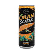 Oransoda Fonti di Crodo – Canette aranciata sicilienne 33 cl en gros plan