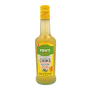 Vinaigre de cidre bio non filtré Ponti 500 ml - bouteille face avant avec étiquette verte et jaune